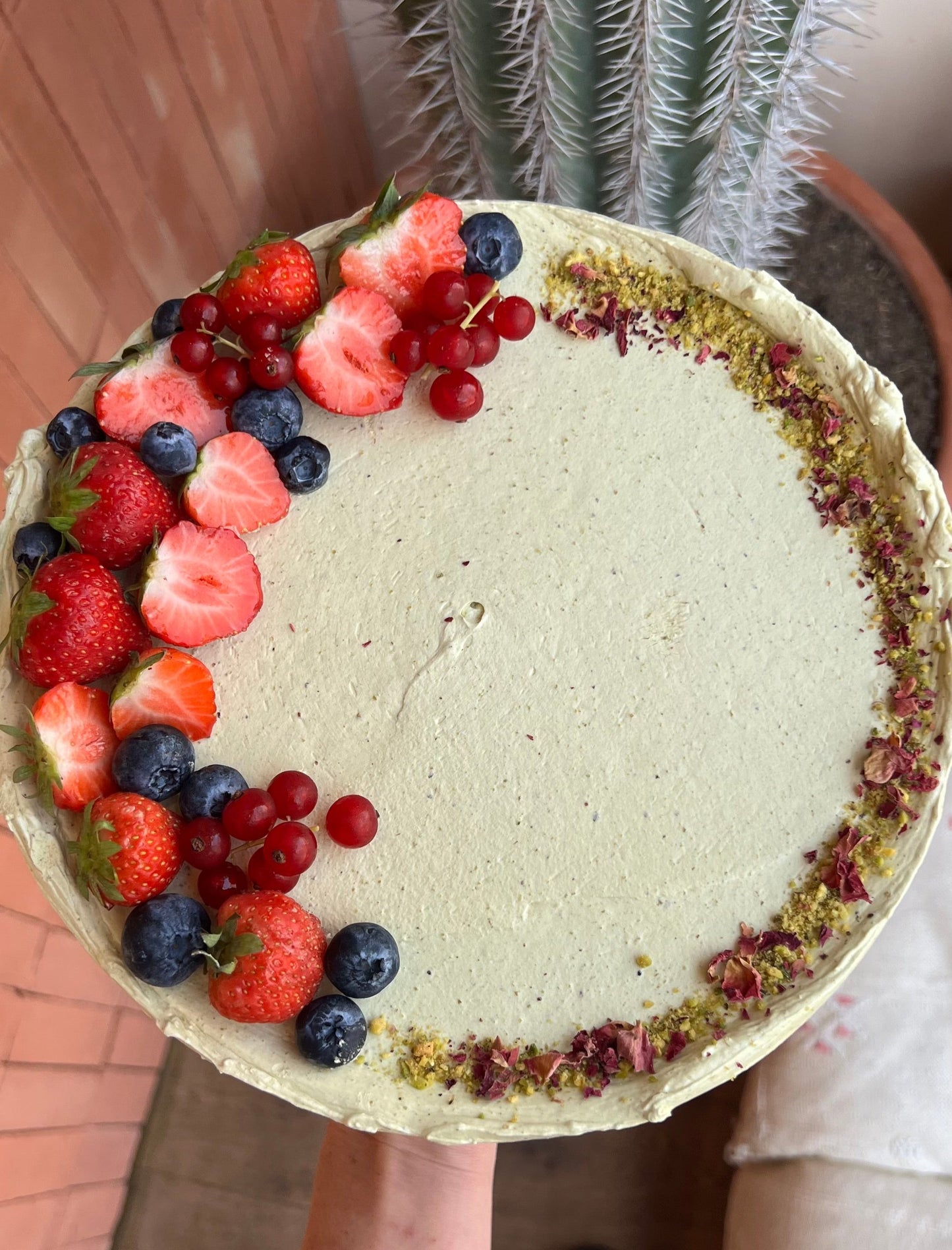Pistachio Rose Cake (v)